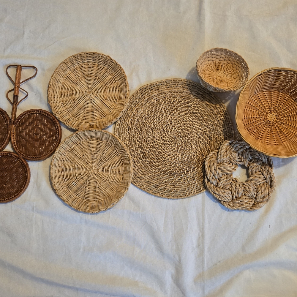 Ivory Woven Storage Baskets with Handles and Rustic Charm